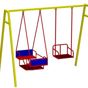 Качели на подшипниках, трёхместные.