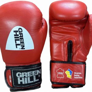 Перчатки боксерские с печать ФБУ Green hill "Knock", 12-oz (унций), красные