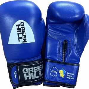 Перчатки боксерские с печать ФБУ Green hill "Knock", 10-oz (унций), синие